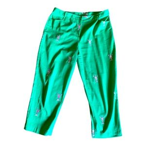 Mark Fore & Strike Green Pink Embroidered Lobster Print Pants Sz 16  Golf Preppy